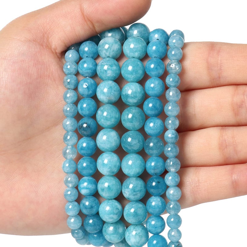 Xilitata 45pcs 8mm Natural Stone Beads Blue Chalcedony Beads Crystal Gemstone for Jewelry Making  DIY Bracelet Necklace - Image 3